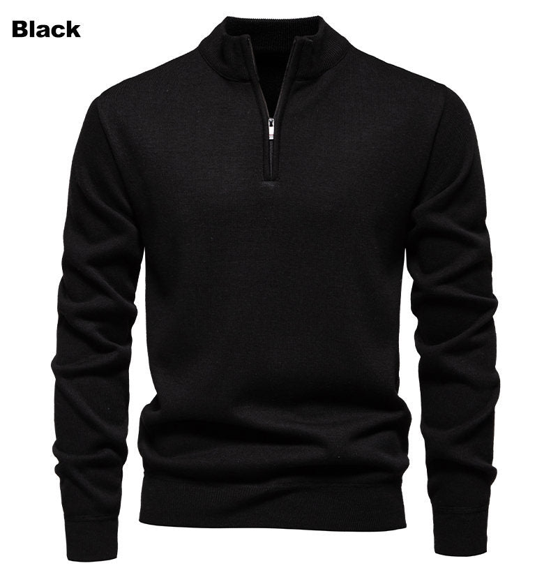 Herren Strickpullover Kurz Reißverschluss Hochkragen Elegant