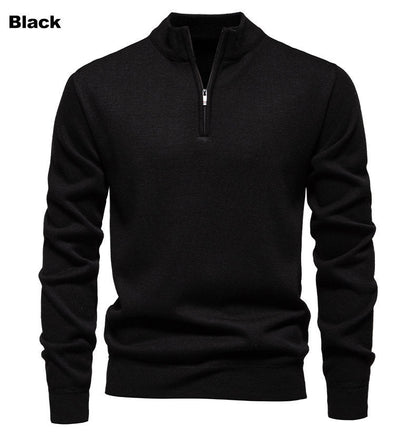Herren Strickpullover Kurz Reißverschluss Hochkragen Elegant