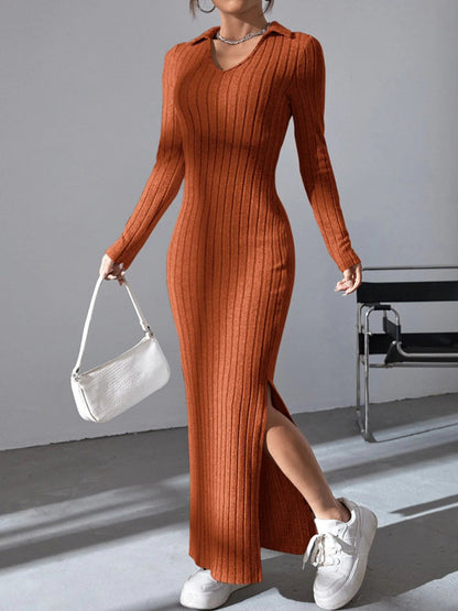 Damen Maxikleid V-Ausschnitt Sommerkleid Elegant