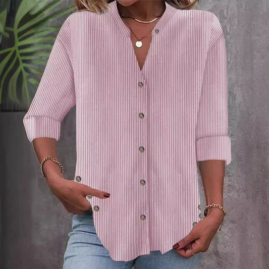 Damen Bluse Streifenmuster Elegantes Design - IdealeKleiden