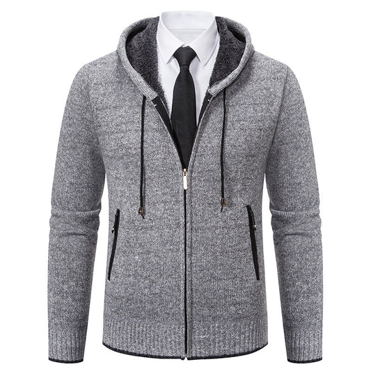 Herren Strickjacke Kapuze Weich Futter Winter - IdealeKleiden