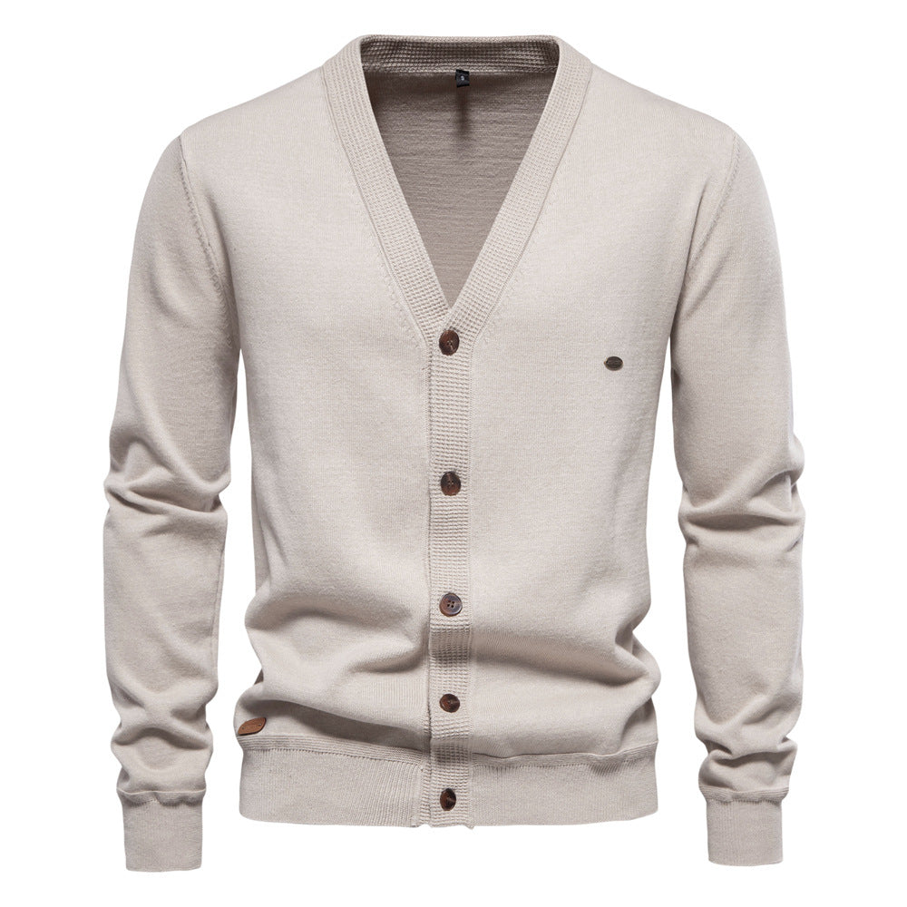 Herren Strickjacke V-Ausschnitt Modern Holzknöpfe