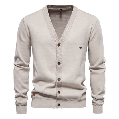 Herren Strickjacke V-Ausschnitt Modern Holzknöpfe