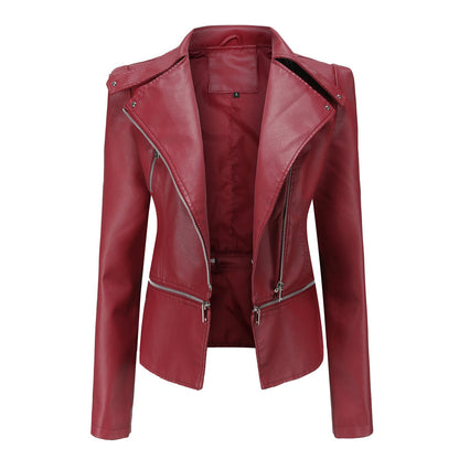 Damen Lederjacke Biker Style Asymmetrisch