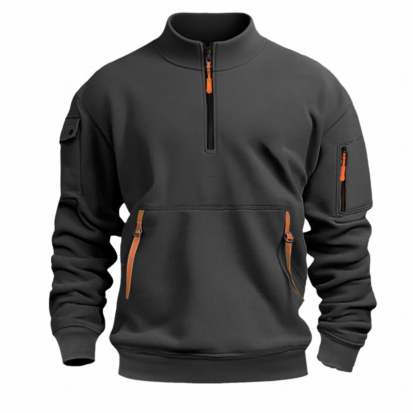Herren Outdoor Pullover Praktisch Reißverschluss Taschen