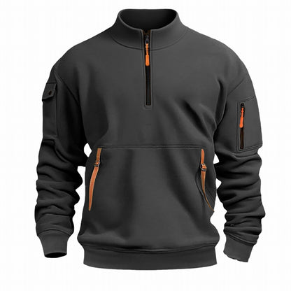 Herren Outdoor Pullover Praktisch Reißverschluss Taschen
