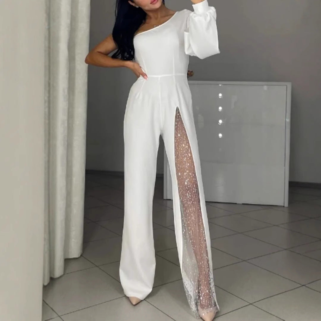 Eleganter Damen Jumpsuit Pailletten Detail