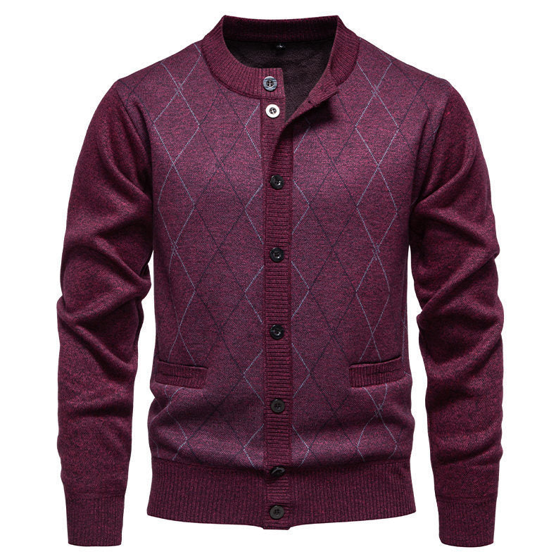 Herren Strickjacke Modern Diamantmuster Elegant