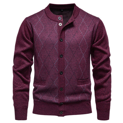 Herren Strickjacke Modern Diamantmuster Elegant