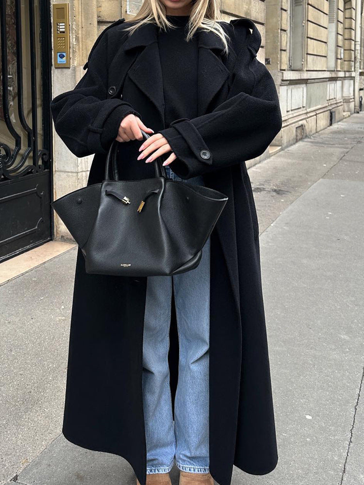 Damen Wintermantel Oversize Elegant mit Taschen