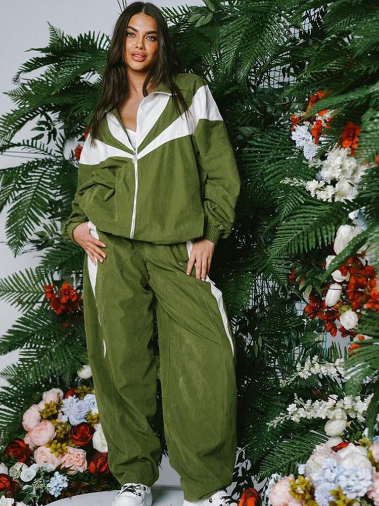 Damen Sportanzug Set Kapuze Streifen Design