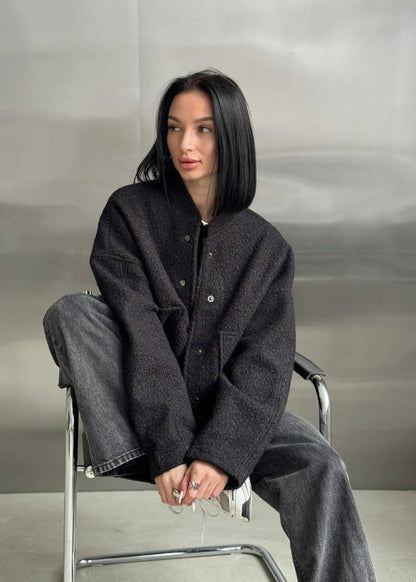 Weite Fleecejacke Mit Knopfverschluss