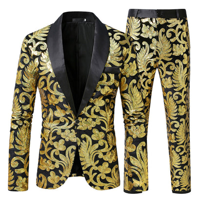 Herren Glitzer Anzug Set Elegant Abendgarderobe