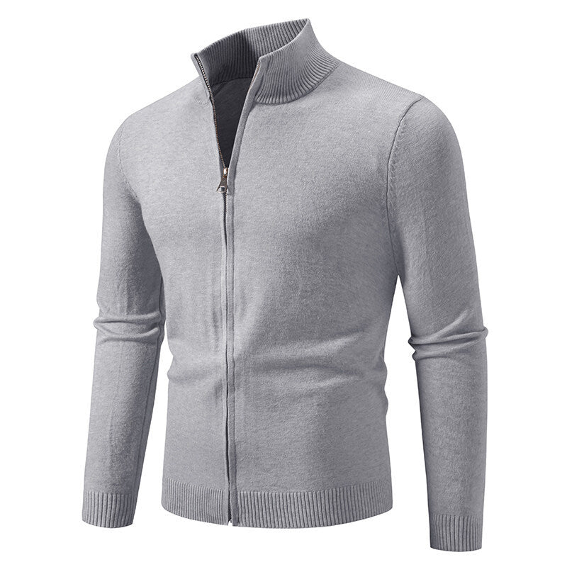 Herren Strickjacke Modern Stehkragen Funktionsverschluss