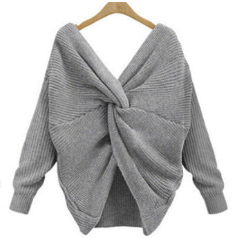 Damen Strickpullover Elegant V-Ausschnitt