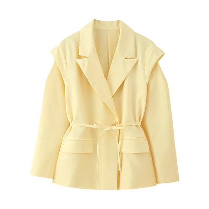 Damen Oversized BlazerJacke Elegant mit Gürtel