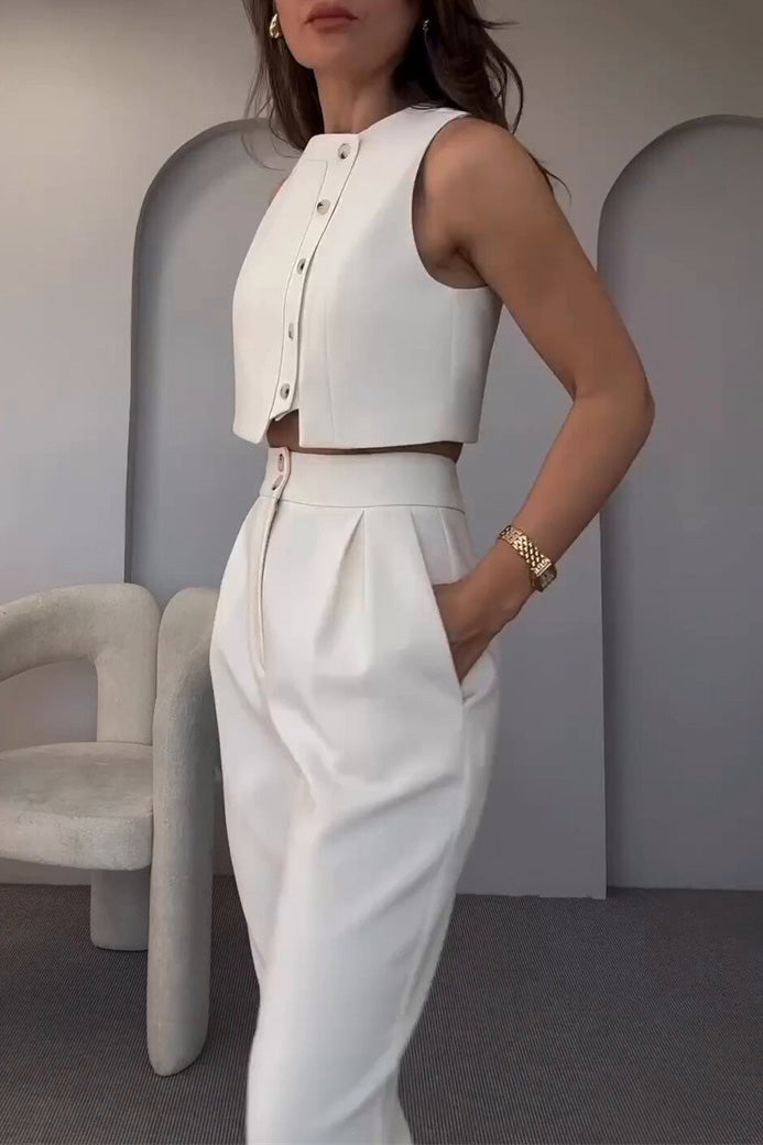 Sommerkleidung | Ärmelloses Top + Hochtaillierte Shorts 2er Set - IdealeKleiden