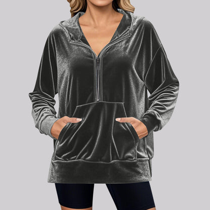 Damen Fleece Hoodie Kuschelig Mit Taschen