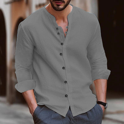 Herren Hemd Elegant Knopfleiste Strukturiertes Design