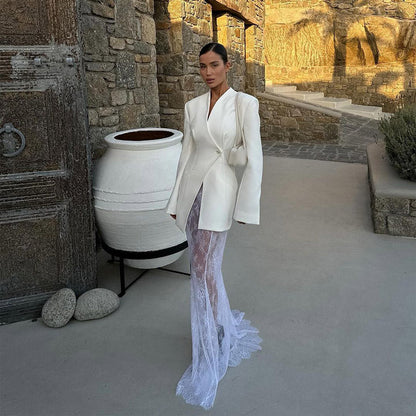 Damen Blazer-Kleid mit eleganter Spitze Modernes Design
