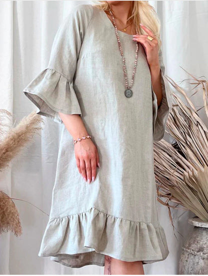 Sommerkleid Leinen Damen Weit Geschnitten