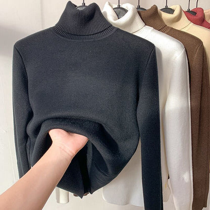 Weiche Rollkragenpullover Damen Teddyfleece