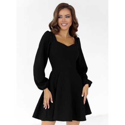 Damen Minikleid Puffärmel Herz Ausschnitt Sommerkleid