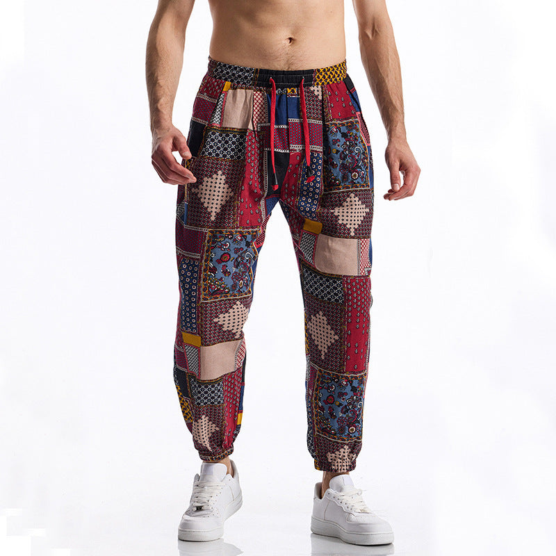 Herren Freizeithose Bunt Gemustert Elastisch