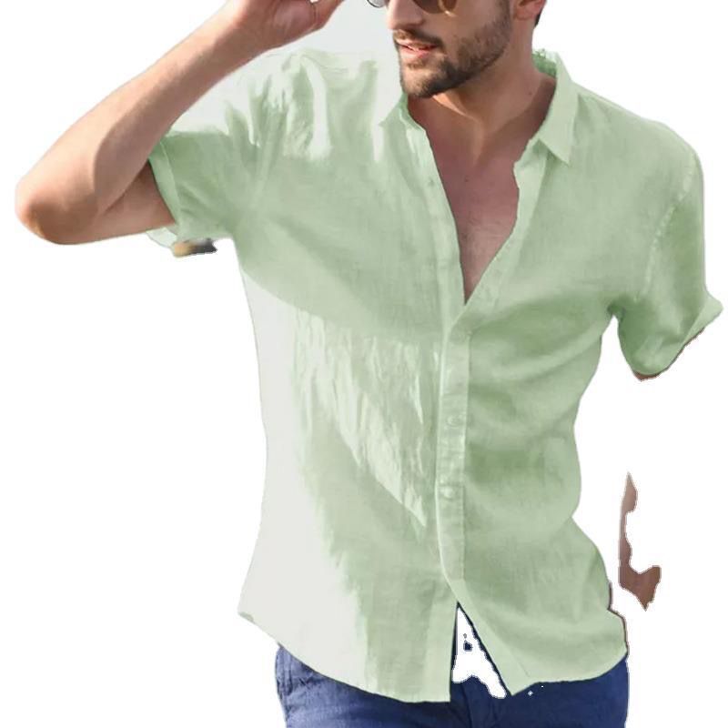 Herren Sommershirt Leinen Bequem Elegant