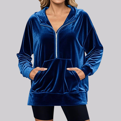Damen Fleece Hoodie Kuschelig Mit Taschen