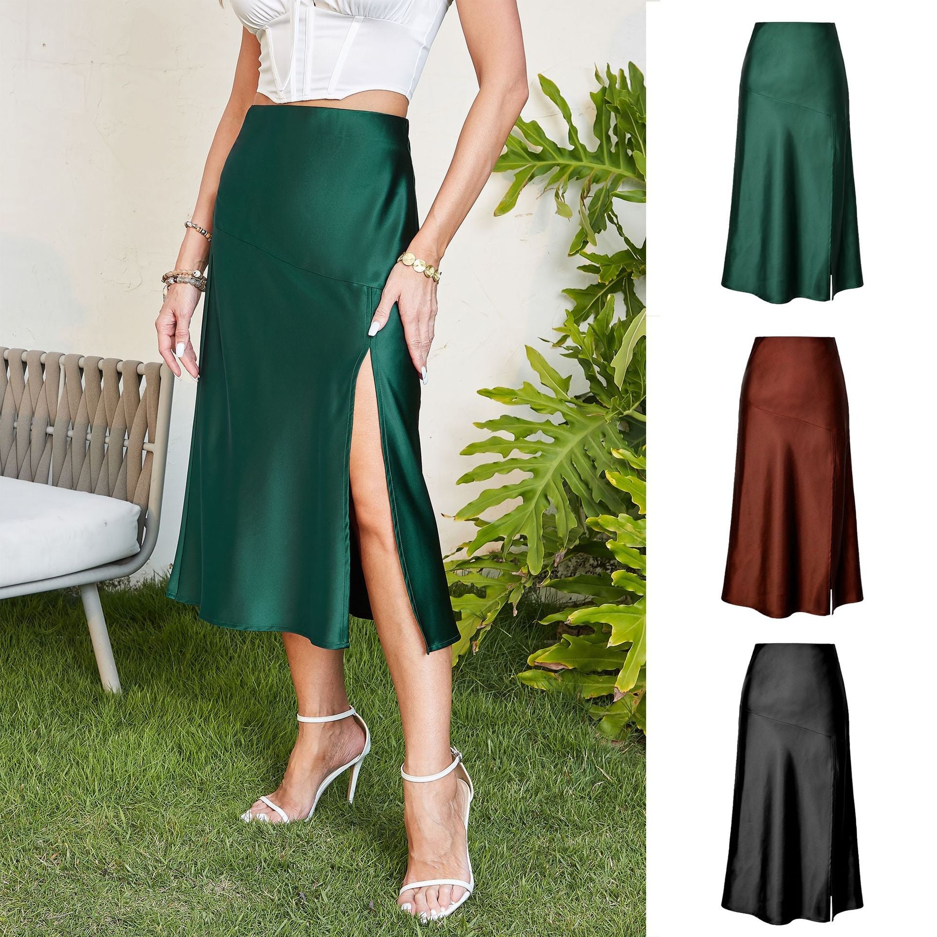 Damen Midirock Elegant Viskose Kleid - IdealeKleiden