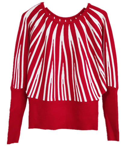 Damen Pullover Weich Streifenmuster Oversized