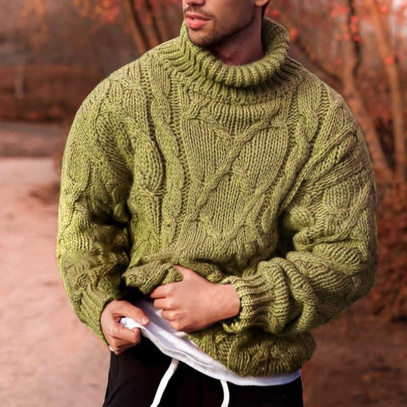 Herren Strickpullover Hochkragen Zopfmuster Elegance