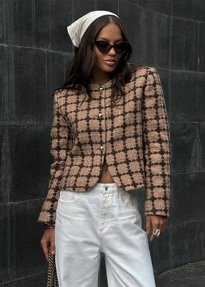 Stylisches Tweed-Jackett Karomuster Damen