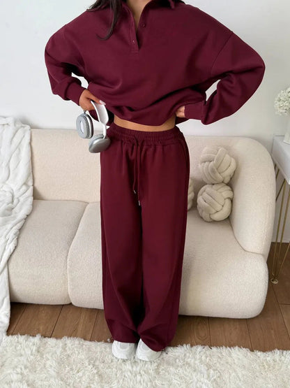 Damen Leichtes Poloshirt und Comfort Hosen Set