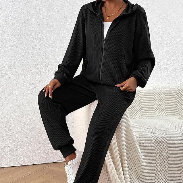 Damen Sportlich Casual Set Hoodie Jogginghose - IdealeKleiden
