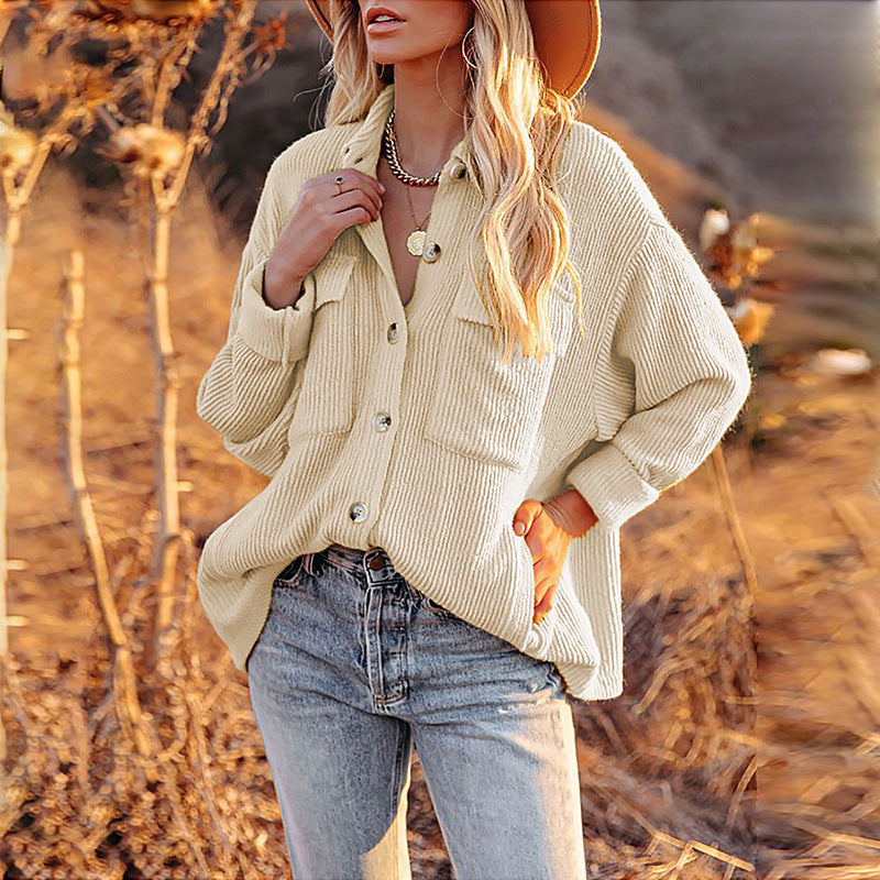 Damen Oversize Bluse mit Struktur und Knöpfen
