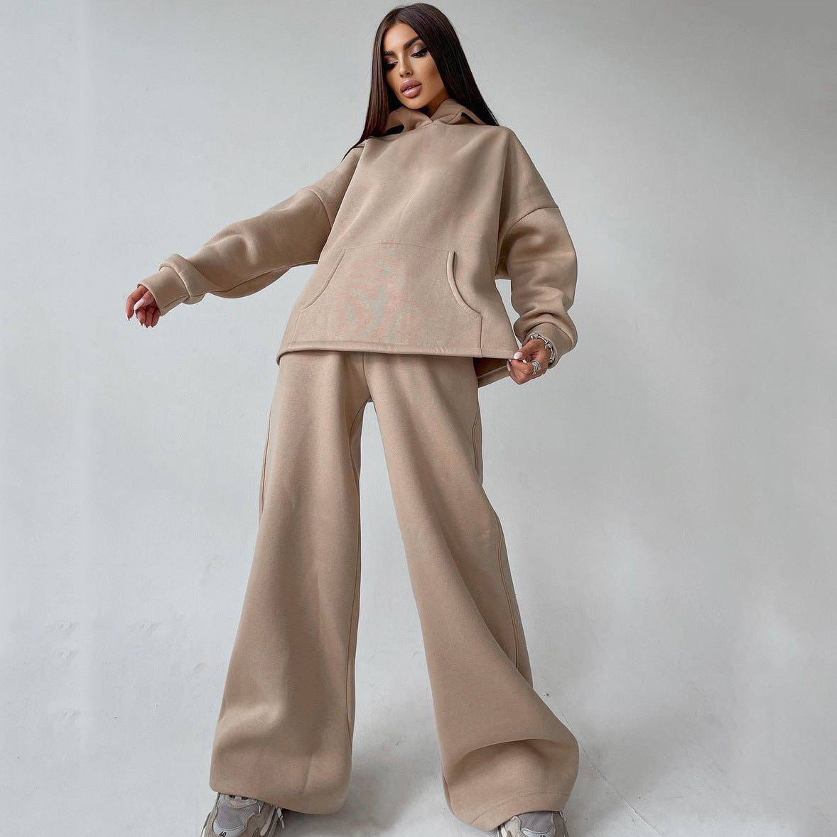 Damen Casual Oversized Hoodie Set mit weiten Hosen