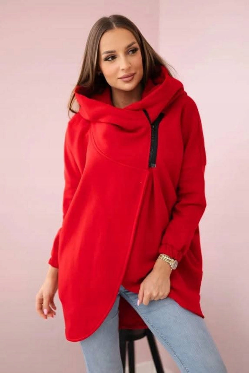 Stylische Sweatjacke Asymmetrisch Reißverschluss