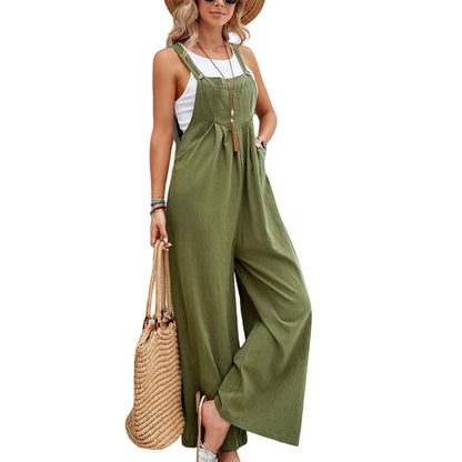 Damen Jumpsuit Modern Weites Bein Verstellbar