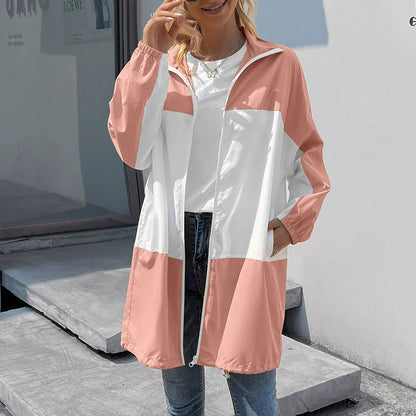 Wasserdichte Jacke Mittellang Kapuze Freizeit Design