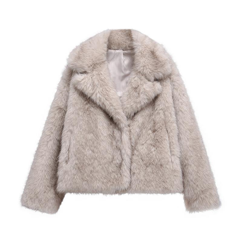 Damen Fellblazer Elegant Lang