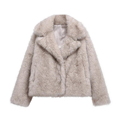 Damen Fellblazer Elegant Lang