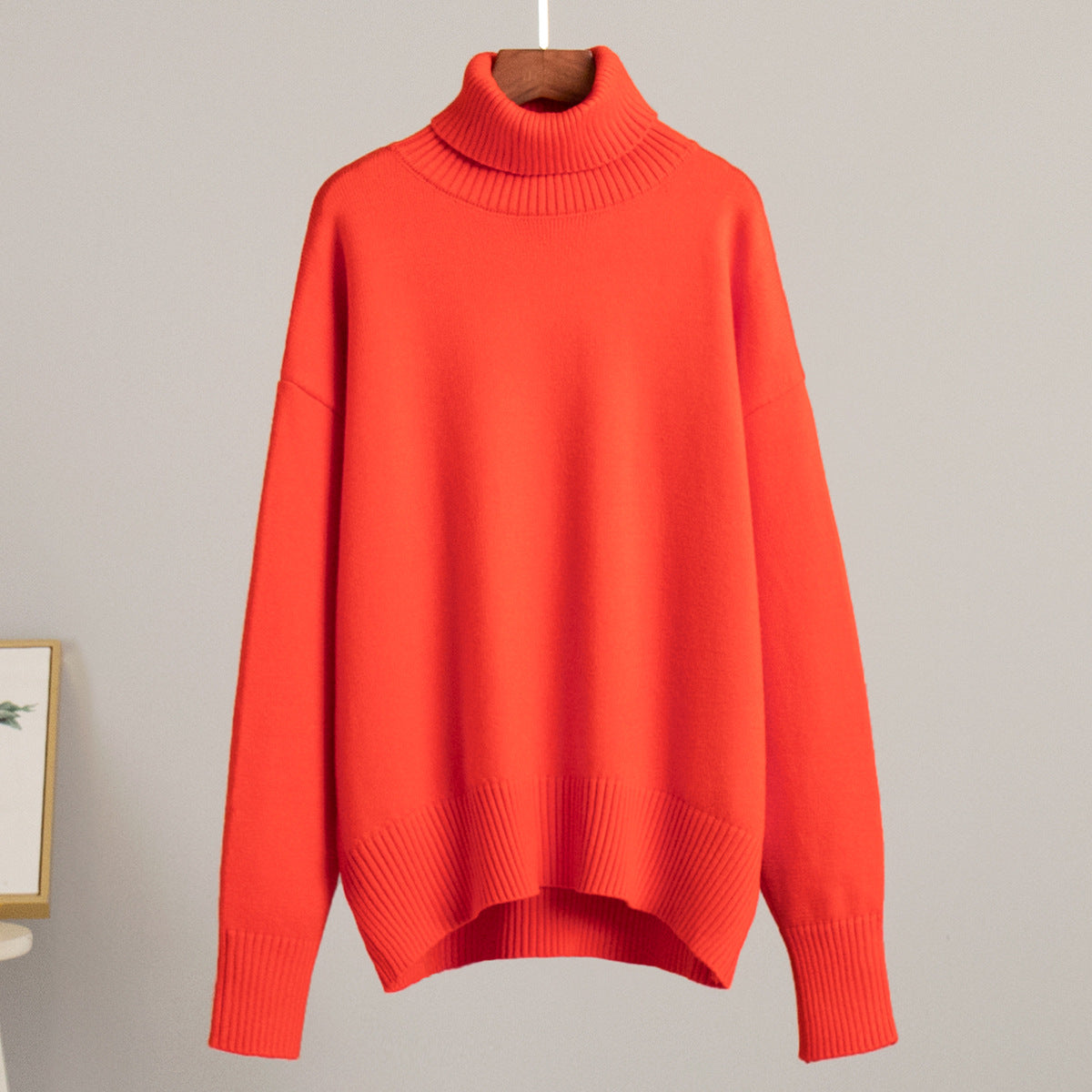 Damen Strickpullover Bequem Warm Rippborte