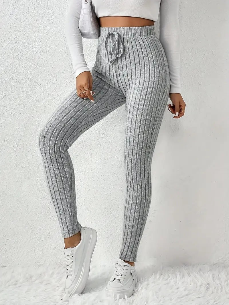 Damen Fleece Sweatpants Weich Rippstruktur