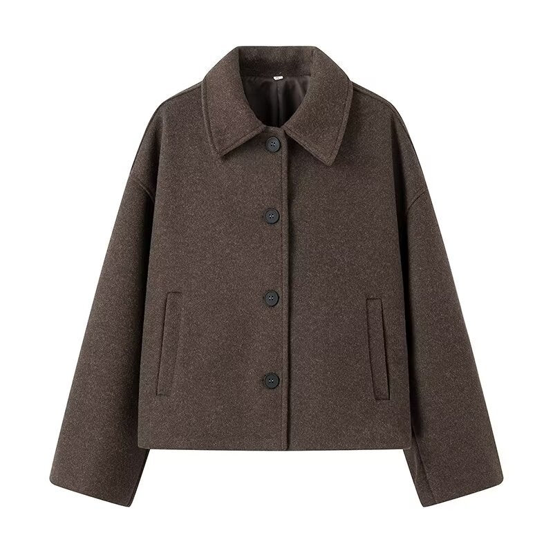 Damen Cropped Wolljacke Modern Chic mit Taschen