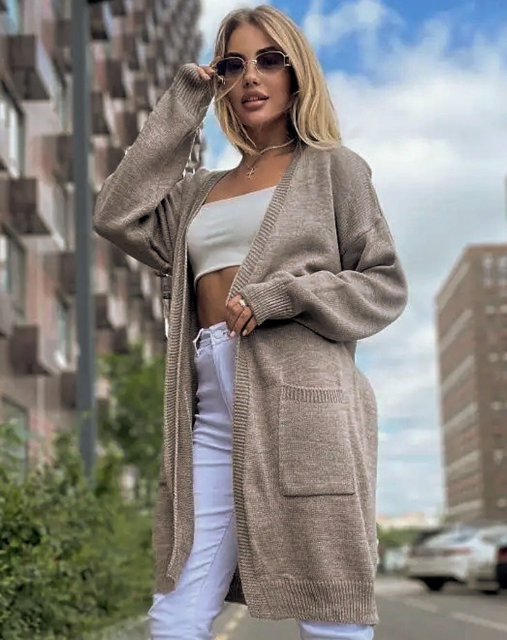 Damen Strickjacke Oversized Offene Front