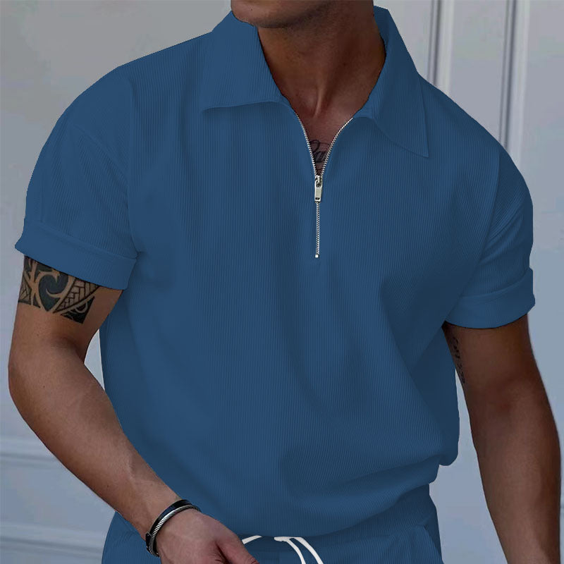 Herren Poloshirt Kurzarm Struktur Optik