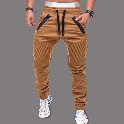Herren Jogginghose Sportlich Elastisch Mit Reißverschlusstaschen - IdealeKleiden
