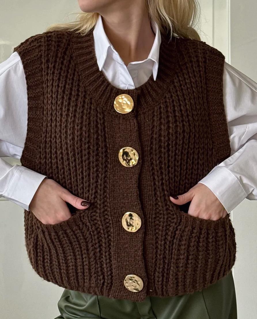 Große Strickweste Wollmischung Übergröße